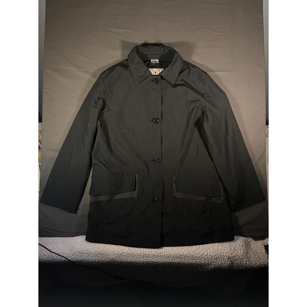 Vtg Allegri Italian Nylon Jacket Coat Trench Linda Dresner Black S 44 MSRP $650